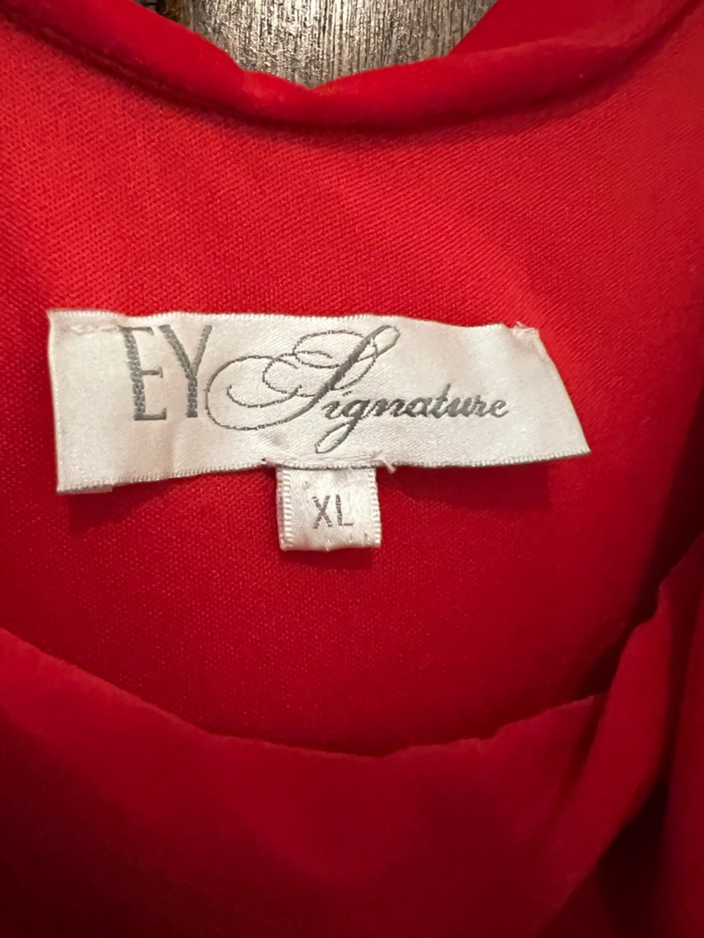 Signature Red Draped Midi Dress with Decorative Brooch - Picture 4 of 5
